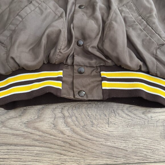 Vintage Don Alleson Blank Brown Yellow Bomber Jacket 80s - Picture 11 of 12